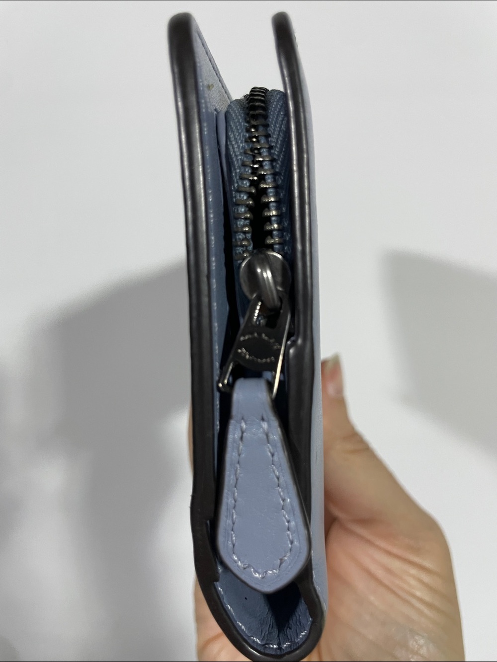 Coach Leather Zip Wallet - Dusty Blue Gray - Picture 3 of 7